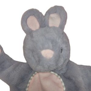 KellyToy Baby Bunny Flat Plush Gray Pink Rabbit Lovey Crinkle Security Blanket